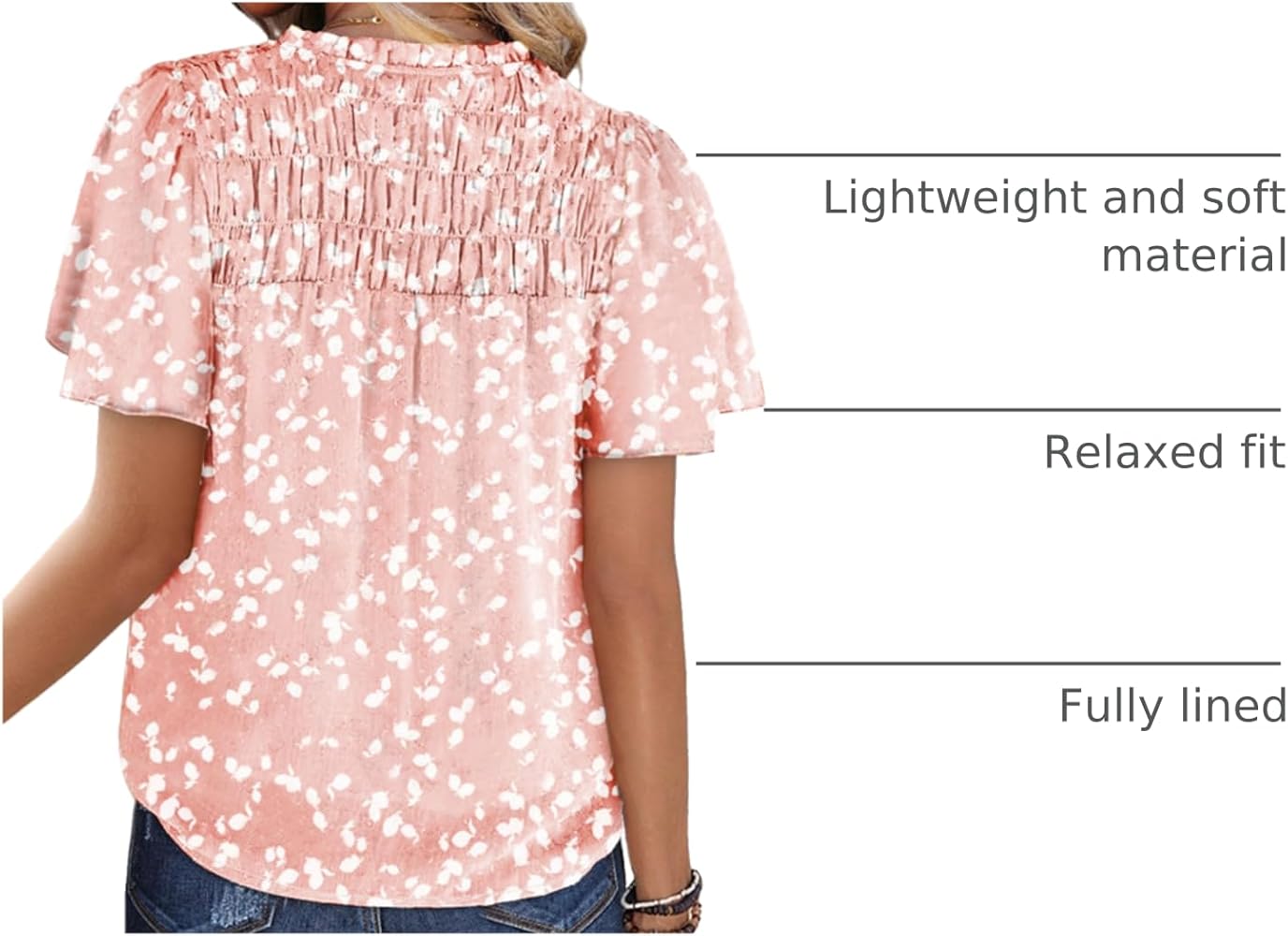 SHEWIN Spring Tops for Women Trendy Floral Print V Neck